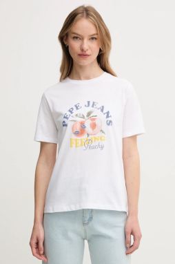 Bavlnené tričko Pepe Jeans VENUSA dámske, biela farba, PL506056