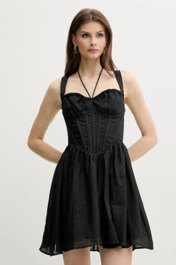 Šaty Bardot ESRA čierna farba, mini, áčkový strih, 59840DB
