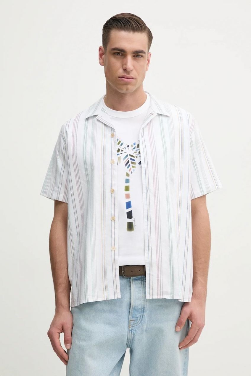 Bavlnená košeľa PS Paul Smith pánska, biela farba, regular, M2R.695U.P22264