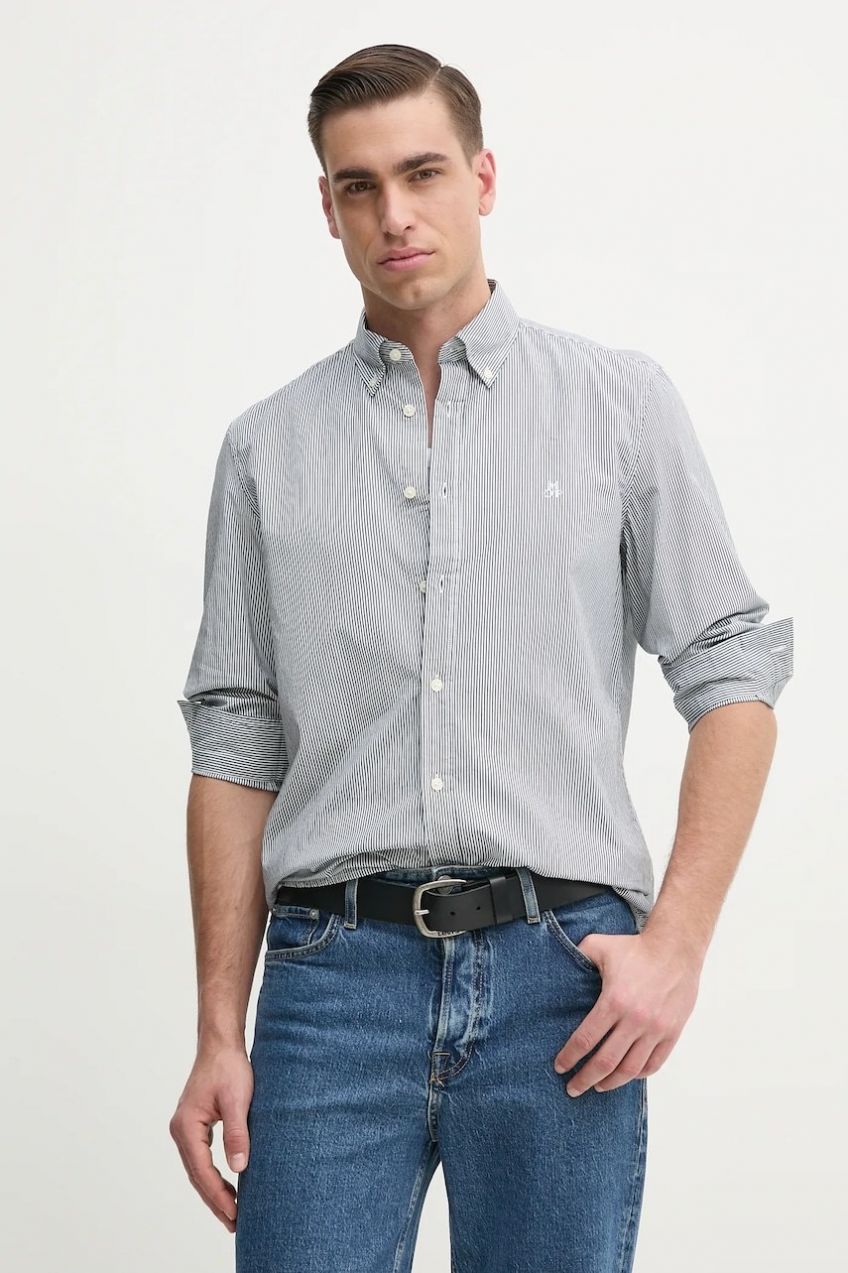 Bavlnená košeľa Marc O'Polo pánska, biela farba, regular, s golierom button-down, 522733842172