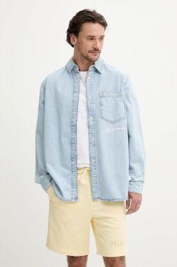 Rifľová košeľa Karl Lagerfeld Jeans pánska, voľný strih, s klasickým golierom, A2M16021