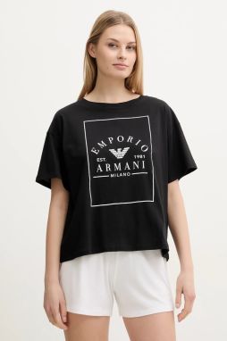 Bavlnené tričko Emporio Armani Underwear dámske, čierna farba, EW000553 AF10887