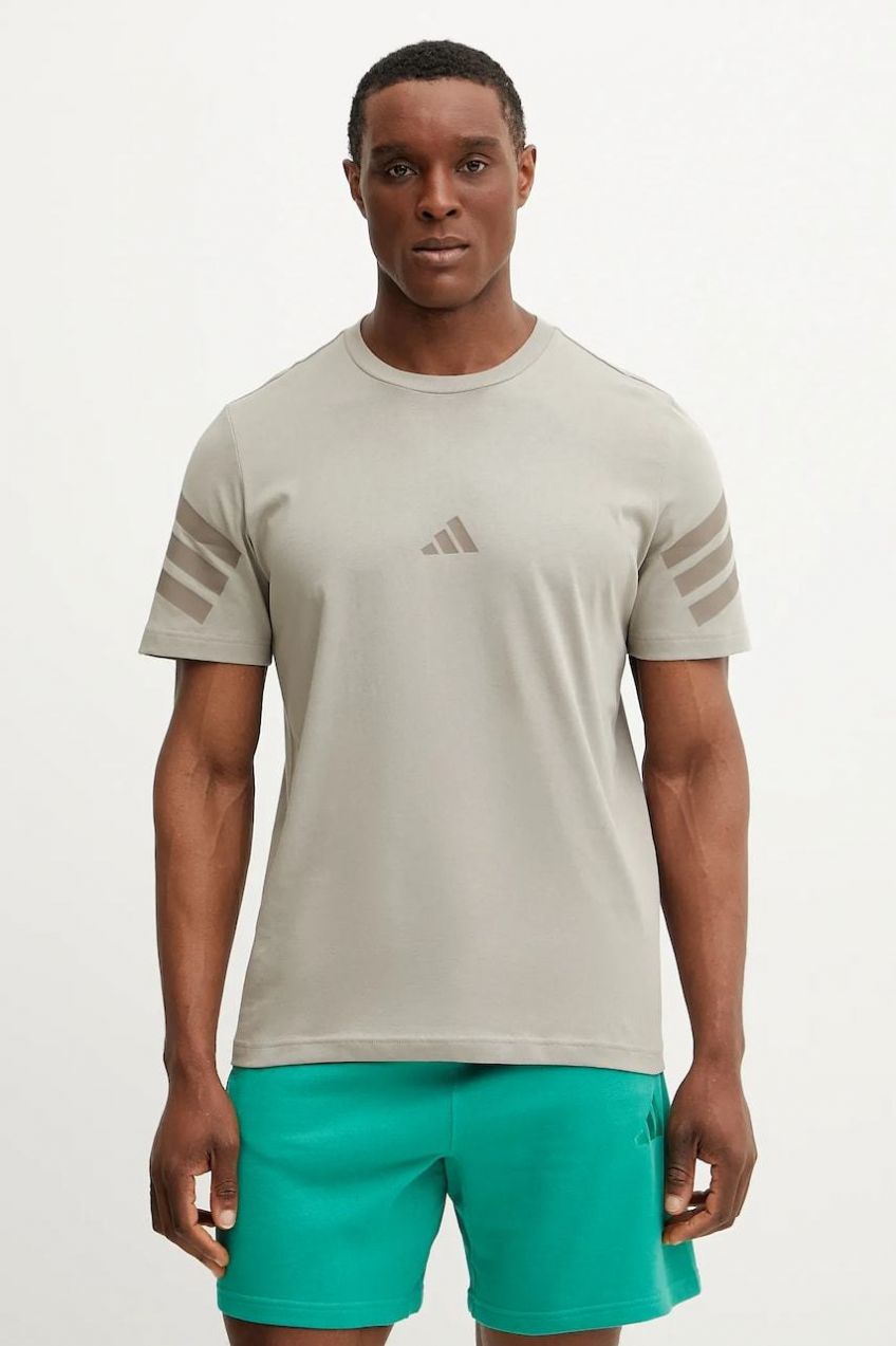 Bavlnené tričko adidas Future Icons pánske, zelená farba, s potlačou, JI8783