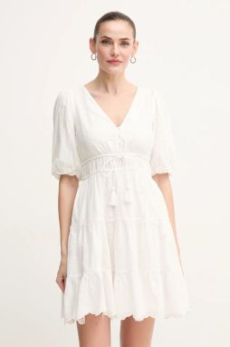 Bavlnené šaty Pepe Jeans DAY béžová farba, mini, áčkový strih, PL953694