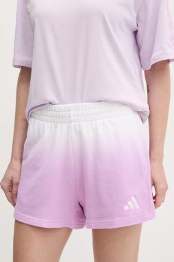 Bavlnené šortky adidas ALL SZN Dip Dye dámske, fialová farba, vzorované, vysoký pás, JJ4580