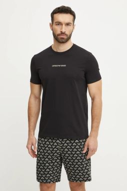 Pyžamo Emporio Armani Underwear pánske, čierna farba, vzorované, EM000400 AF10793