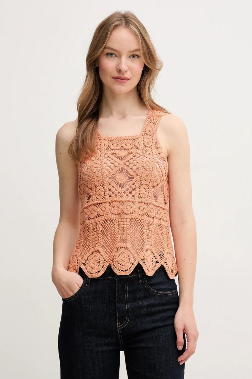 Top Pepe Jeans OLIVE oranžová farba, PL702291