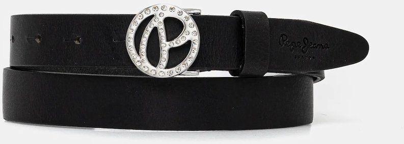 Kožený opasok Pepe Jeans ATHEMOND BELT dámsky, čierna farba, PL020866