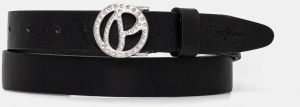 Kožený opasok Pepe Jeans ATHEMOND BELT dámsky, čierna farba, PL020866