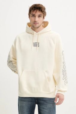 Mikina Vans pánska, béžová farba, s kapucňou, s potlačou, VN000M2QC9F1