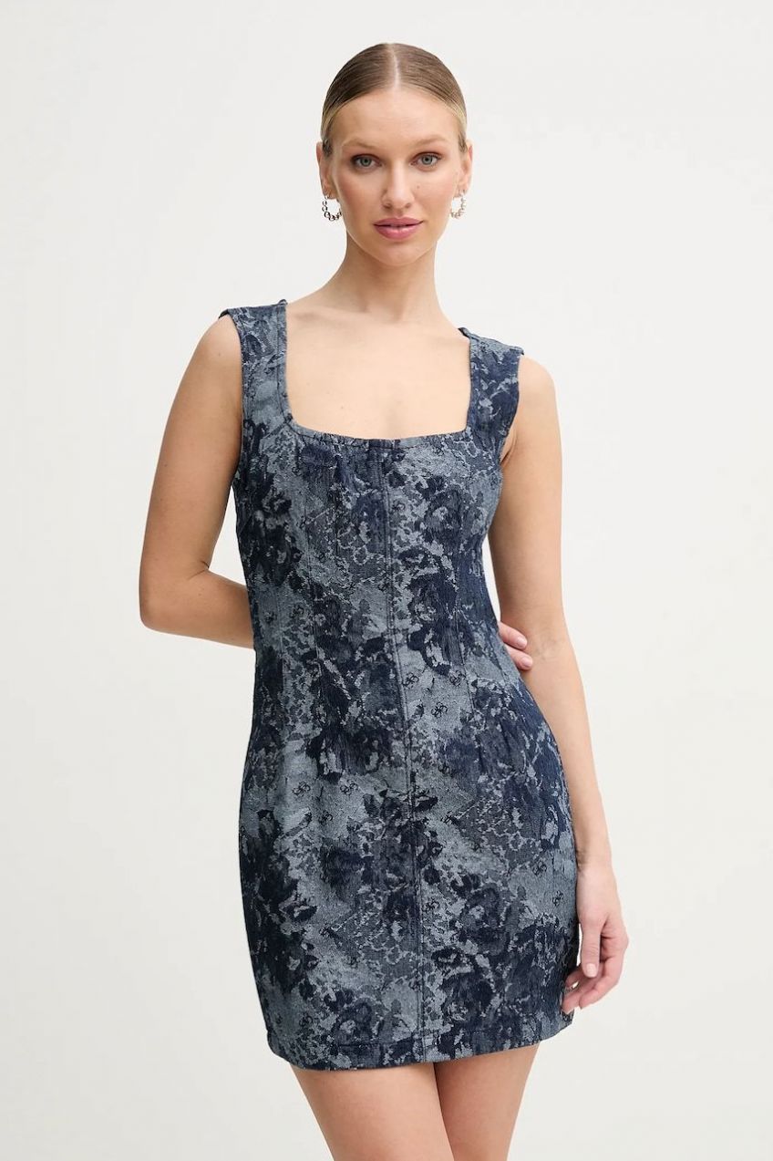 Šaty Guess EDEN tmavomodrá farba, mini, priliehavá, W5GK73 D5O70