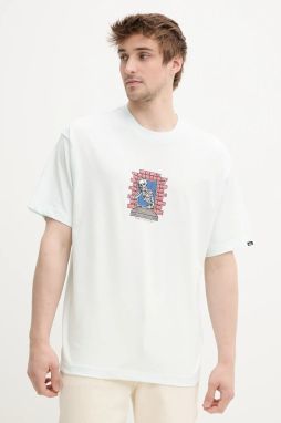 Bavlnené tričko Vans pánske, zelená farba, s potlačou, VN000NHURNE1