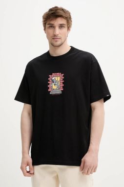 Bavlnené tričko Vans pánske, čierna farba, s potlačou, VN000NHUBLK1