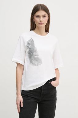 Bavlnené tričko Sisley dámske, béžová farba, 3I1XL106R