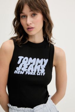 Top Tommy Jeans čierna farba, DW0DW21339