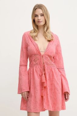 Bavlnený plážový plášť Guess ružová farba, E5GK08 WH4U0