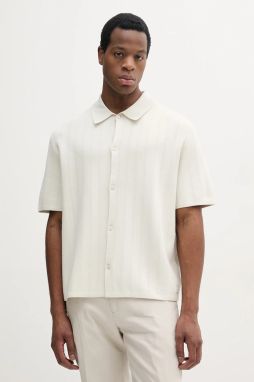 Košeľa Calvin Klein pánska, béžová farba, regular, s klasickým golierom, LV04LB318G