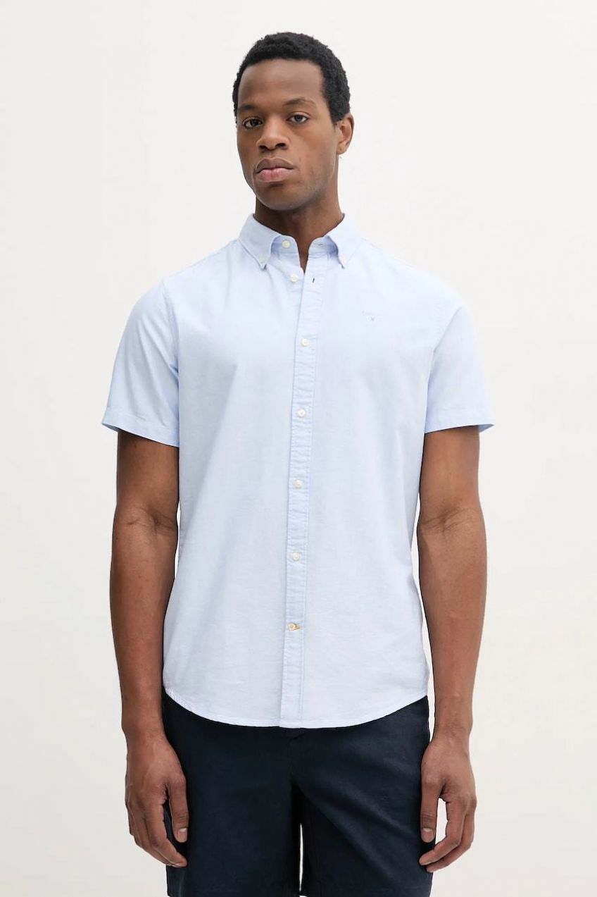Bavlnená košeľa Barbour Oxtown S/S Tailored Shirt pánska, slim, s golierom button-down, MSH5313