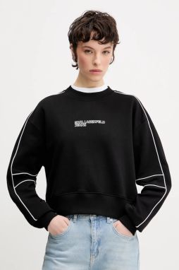 Bavlnená mikina Karl Lagerfeld Jeans dámska, čierna farba, jednofarebná, A2W20016