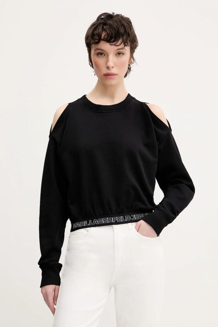 Mikina Karl Lagerfeld Jeans dámska, čierna farba, jednofarebná, A2W20062
