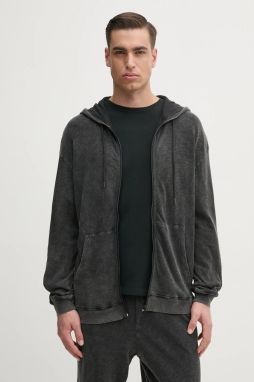 Bavlnená mikina American Vintage pánska, šedá farba, s kapucňou, melanžová, MSON03AGE25