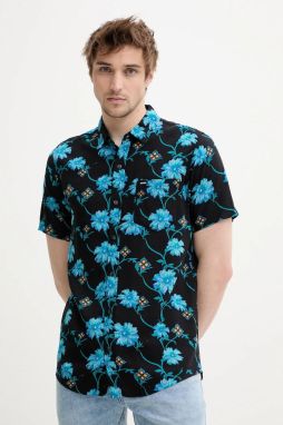 Košeľa Rip Curl pánska, čierna farba, regular, s klasickým golierom, 04NMSH