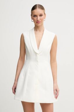 Šaty Bardot biela farba, mini, áčkový strih, 59724DB