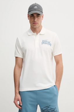 Bavlnené polo tričko Lacoste pánske, biela farba, jednofarebné, PH0285