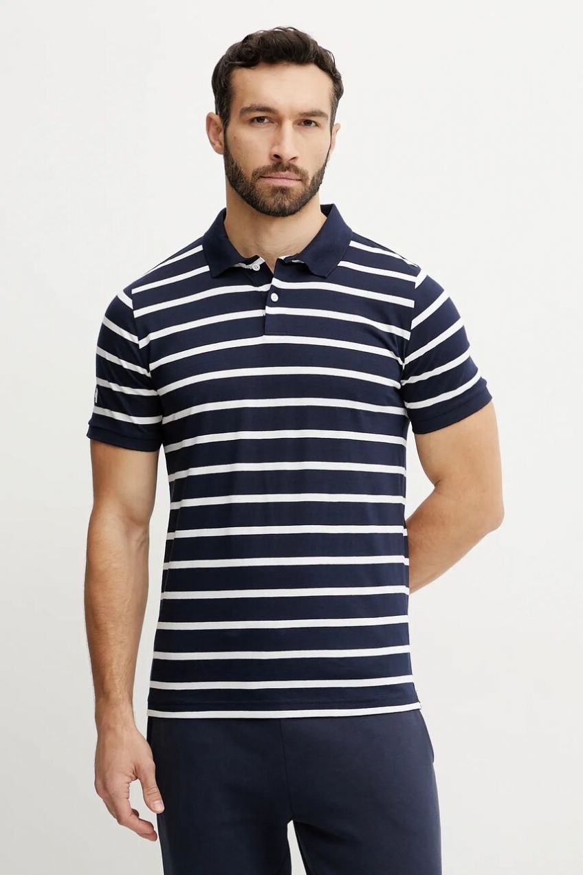Bavlnené polo tričko Helly Hansen NEWPORT POLO pánske, tmavomodrá farba, vzorované, 34412