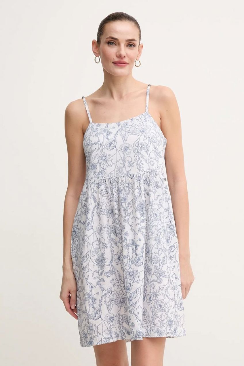 Ľanové šaty Pepe Jeans DIVINA biela farba, mini, áčkový strih, PL953702