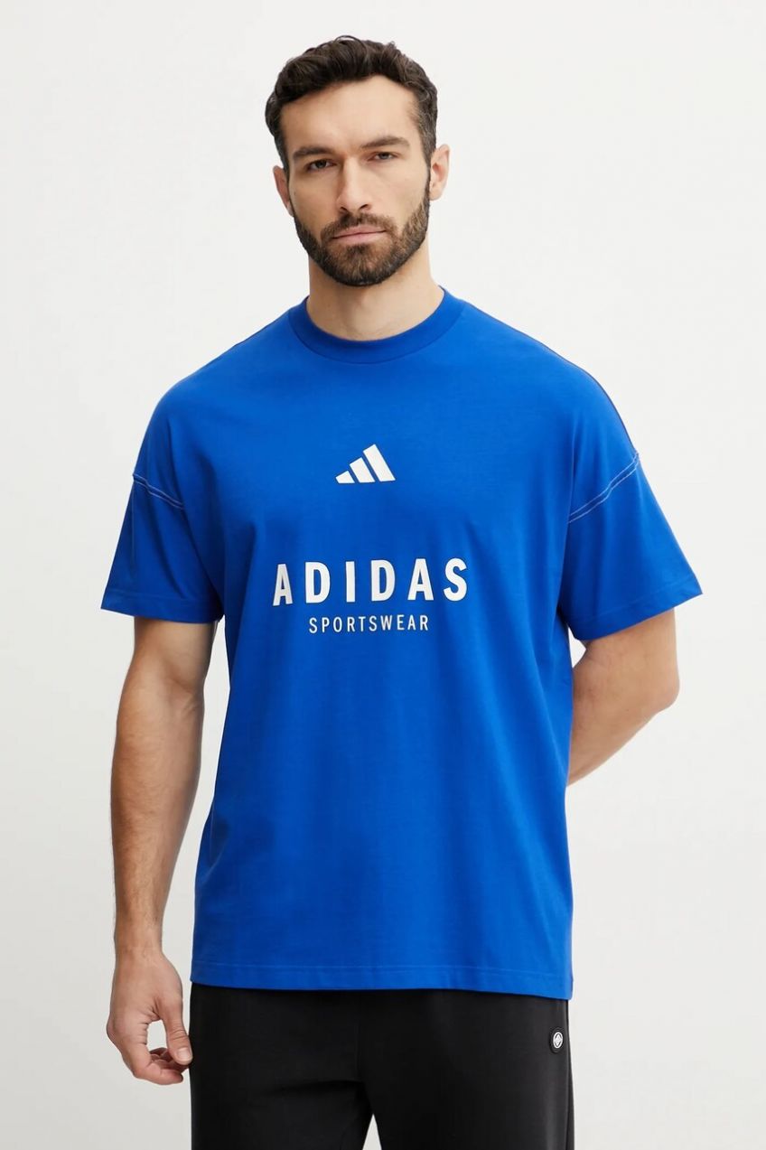 Bavlnené tričko adidas ALL SZN Graphic pánske, s potlačou, JJ3661
