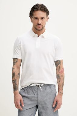 Bavlnené polo tričko Superdry pánske, biela farba, jednofarebné, M1110438A-01C