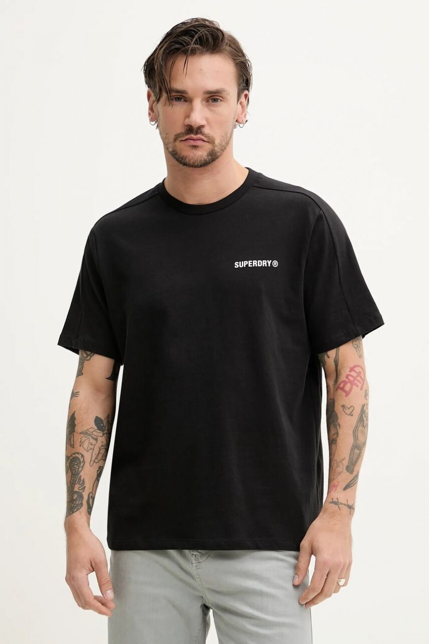 Bavlnené tričko Superdry pánske, čierna farba, jednofarebné, M1012225A-02A