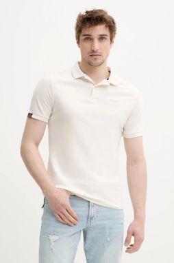 Bavlnené polo tričko Superdry pánske, béžová farba, jednofarebné, M1110439A-B7G
