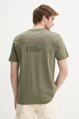 Bavlnené tričko Superdry pánske, zelená farba, s potlačou, M1012116A-2LX
