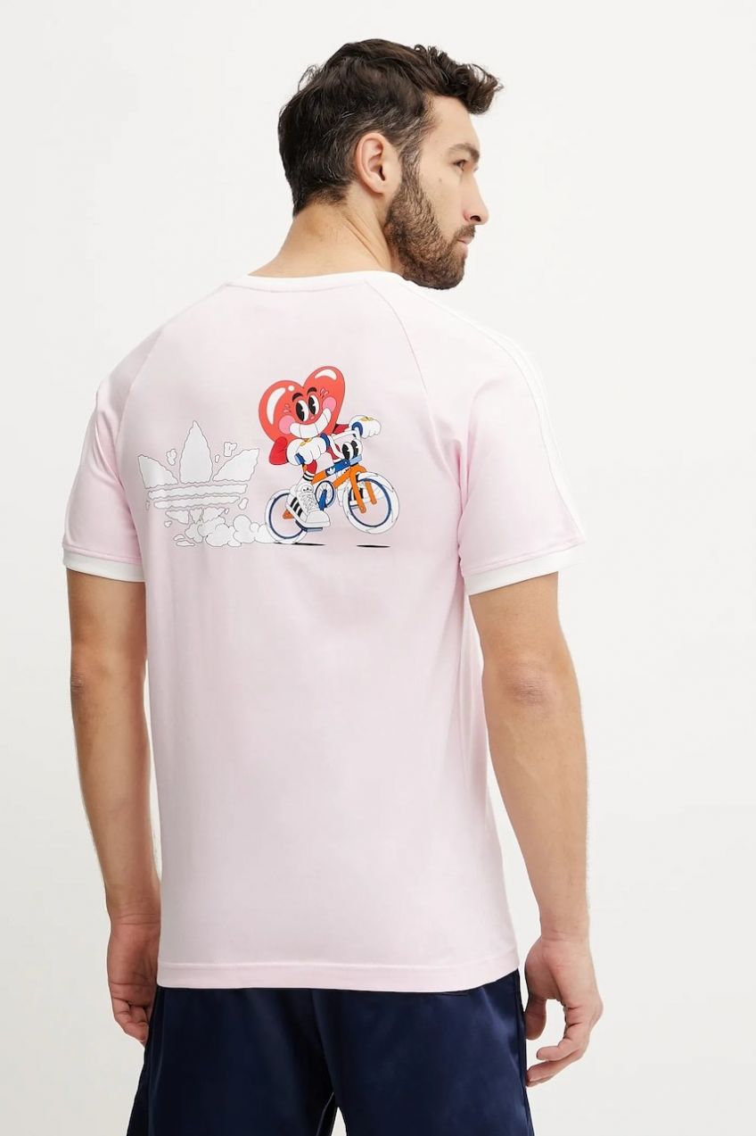 Bavlnené tričko adidas Originals Cali Tee pánske, ružová farba, vzorované, JP0985