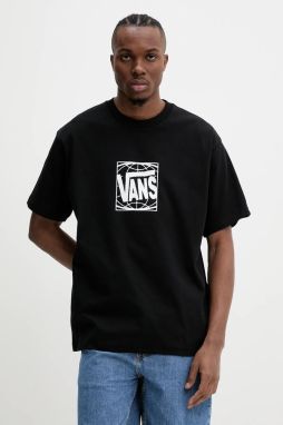 Bavlnené tričko Vans pánske, čierna farba, s potlačou, VN000Q25BLK1