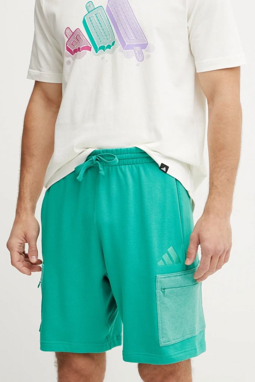 Bavlnené šortky adidas ALL SZN CB Colorblock pánske, zelená farba, JN9485