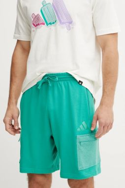Bavlnené šortky adidas ALL SZN CB Colorblock pánske, zelená farba, JN9485