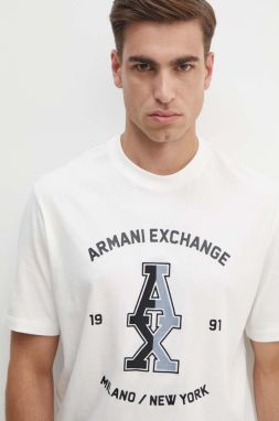Bavlnené tričko Armani Exchange pánske, biela farba, s potlačou, 6DZTLR ZJLFZ