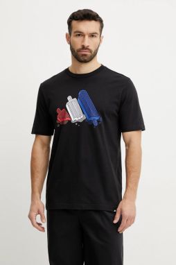 Bavlnené tričko adidas pánske, čierna farba, s potlačou, JI6742