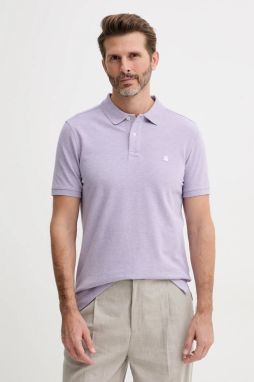 Bavlnené polo tričko United Colors of Benetton pánske, fialová farba, melanžové, 3088U3023