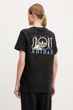 Bavlnené tričko adidas Originals Graphic Loose T dámske, čierna farba, JD1805