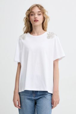 Bavlnené tričko Blugirl Blumarine dámske, biela farba, RA5191.J7720
