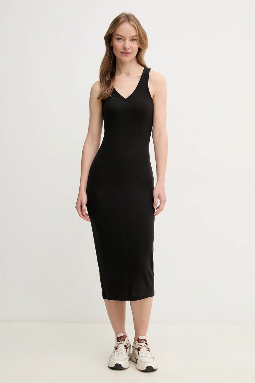 Šaty Calvin Klein Jeans čierna farba, maxi, priliehavá, J20J225282