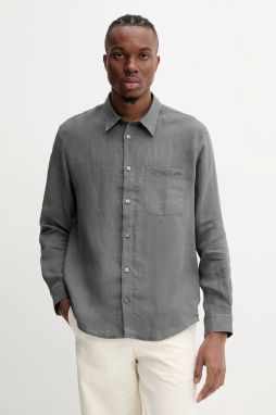 Košeľa A.P.C. A.P.C. Chemise Cassel LIAEK-H12545 BLACK pánska, čierna farba, regular, s klasickým golierom