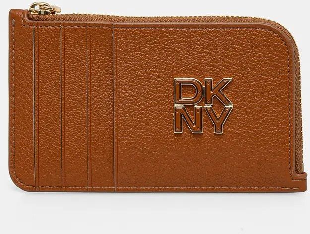 Kožené puzdro na karty Dkny hnedá farba, R43ZKF84