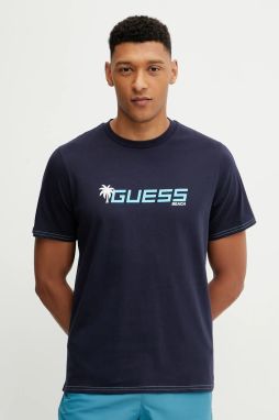 Bavlnené tričko Guess pánske, tmavomodrá farba, s potlačou, F5GI06 I3Z14