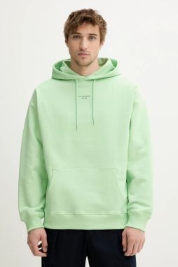 Bavlnená mikina Drôle de Monsieur Le Hoodie Slogan Classique pánska, zelená farba, s kapucňou, s potlačou, G-HO161-CO127-LGN