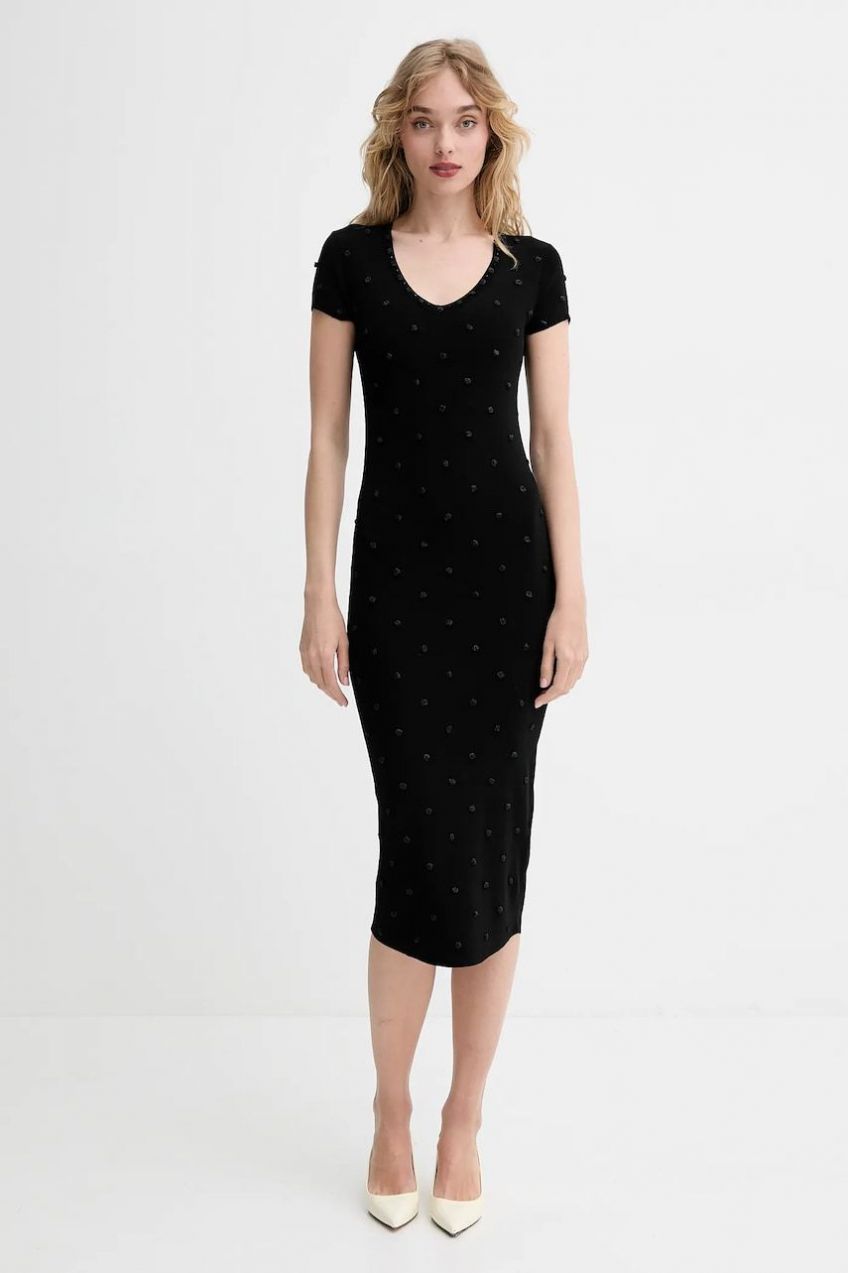 Šaty Blugirl Blumarine čierna farba, midi, priliehavá, RA5097.MS46M